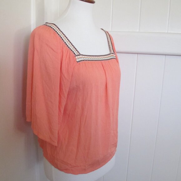 Ya | Bohemian Loose Sleeve Crepe Square Neck Blouse - Picture 7 of 9